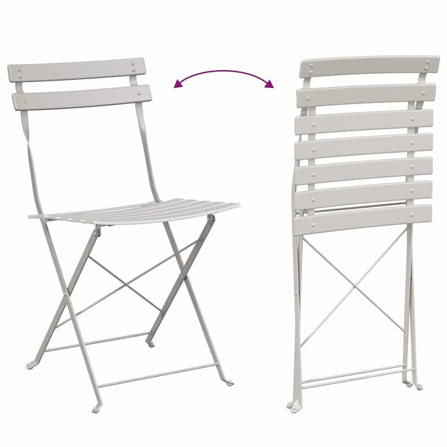 vidaXL Garten Klappstuhl 2 Stk Beige 42 x 46 x 82cm Stahl 42002959_11