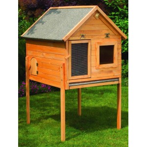 Promadino Kleintiervilla Maxi aus Holz mit Fenster und Tür, Nagerstall für den Garten.