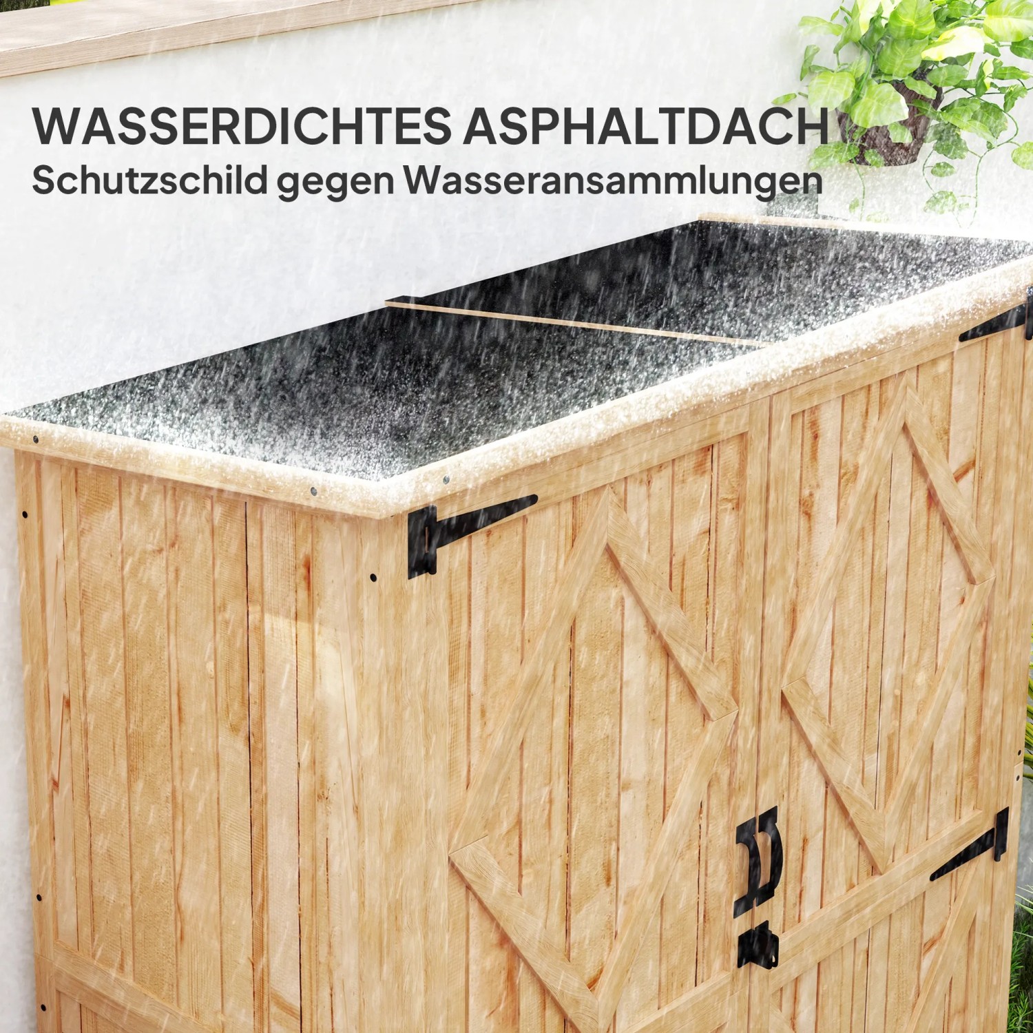 Outsunny Gartenschrank aus Tannenholz mit wasserdichtem Dach, ideal zur Werkzeugaufbewahrung.