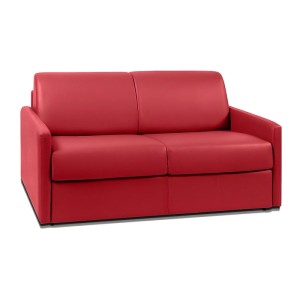 Rotes 2-Sitzer Schlafsofa Calife aus Kunstleder, 150 cm breit. Kompaktes, modernes Design für Sofas.