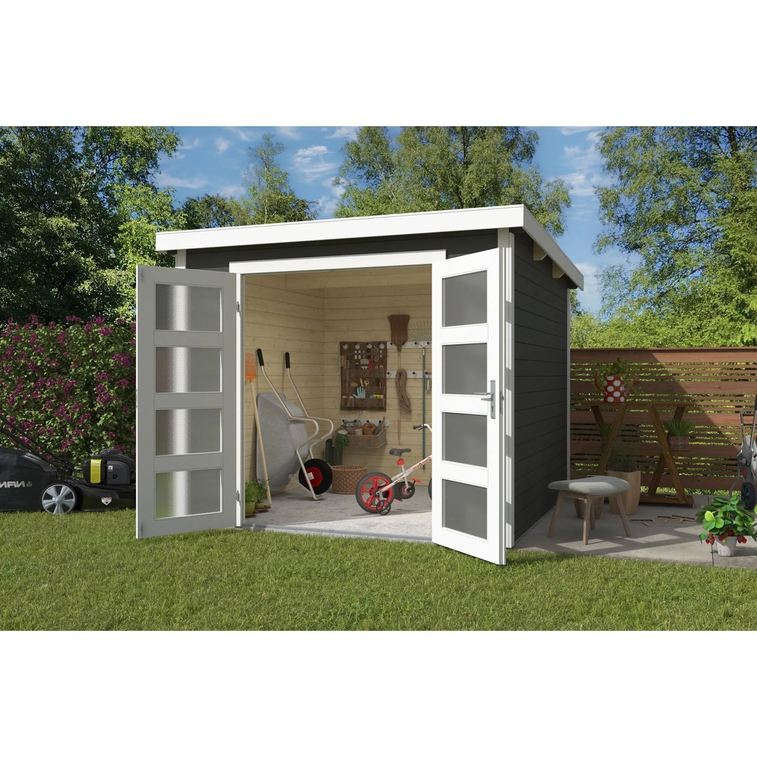 Lasita Gartenhaus Zambezi 4 Grau-Grün 250 cm x 250 cm