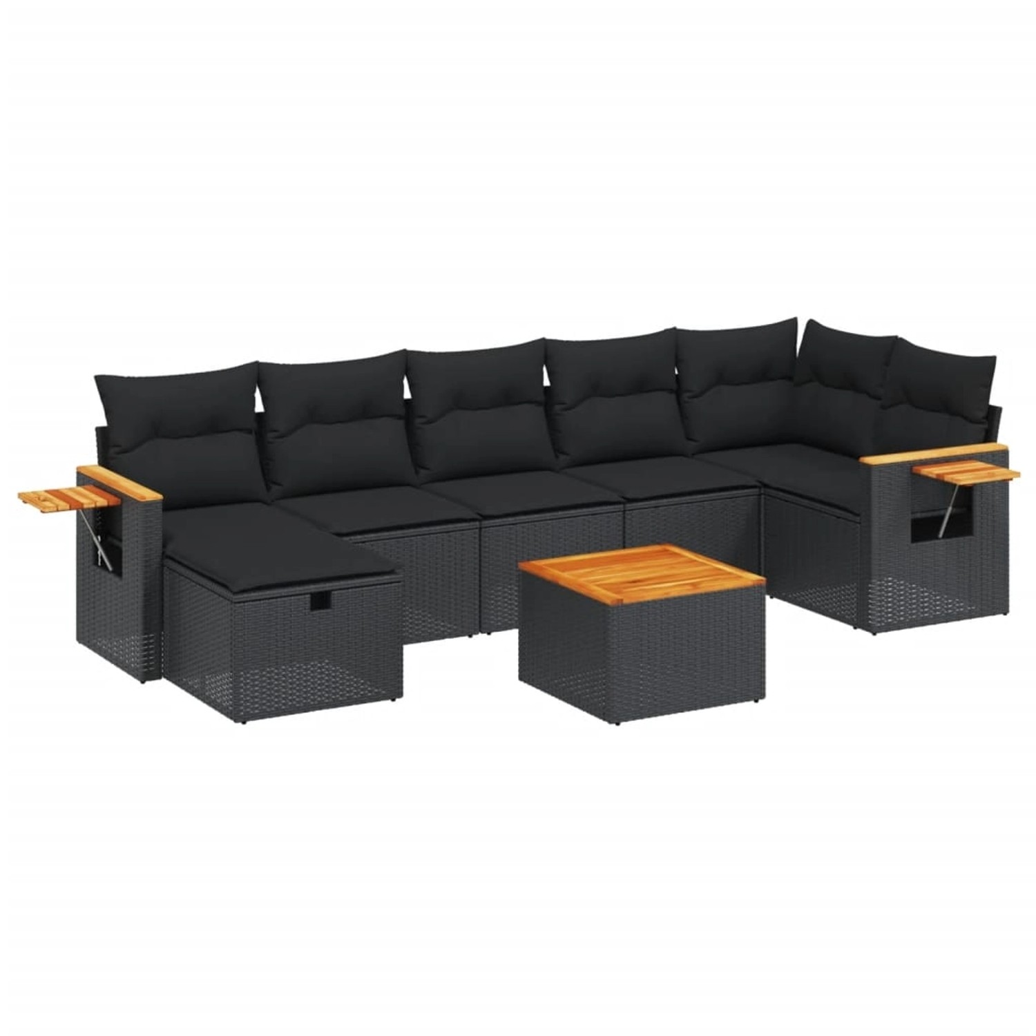 vidaXL 8-tlg Garten-Sofagarnitur mit Kissen Schwarz Poly Rattan Modell 137 günstig online kaufen