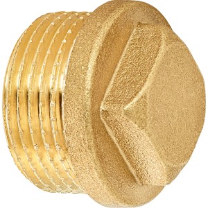 Messing Gewinde-Stopfen 30,3 mm (R 1) von LUX-TOOLS zum Verschließen von Gewindefittings.