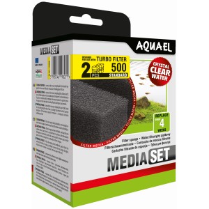 Aquael Filterschwamm Turbo 500, 2 Stück, für Aquarienfilter. Effektive Filterung von Schwebstoffen.