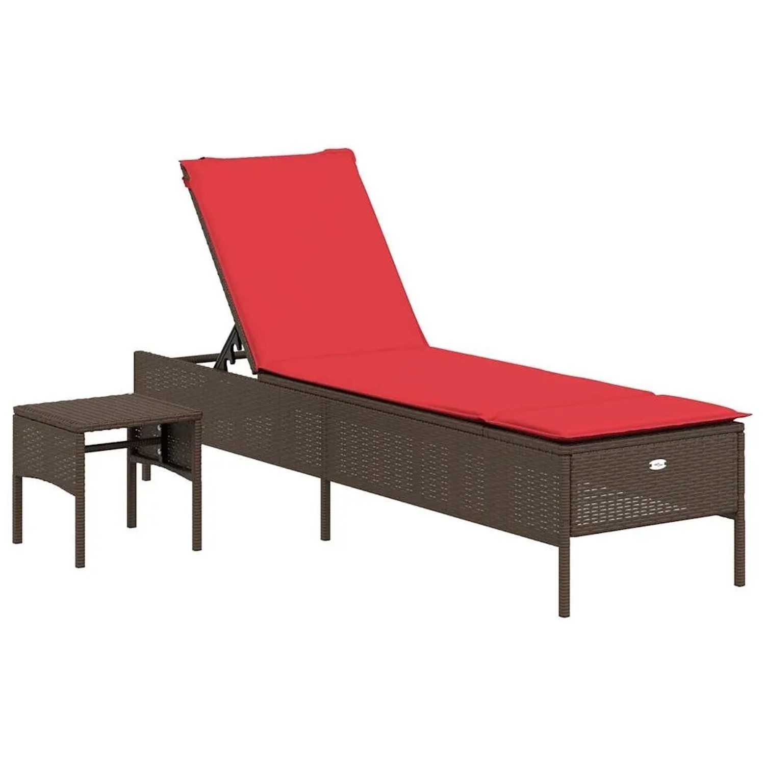 vidaXL Sonnenliege mit Tisch und Kissen Braun Poly-Rattan 4002735