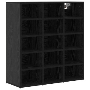 vidaXL Schuhschrank, schwarz, Eichen-Optik, mit 15 Fächern. Schuhkommode für Flur oder Diele.