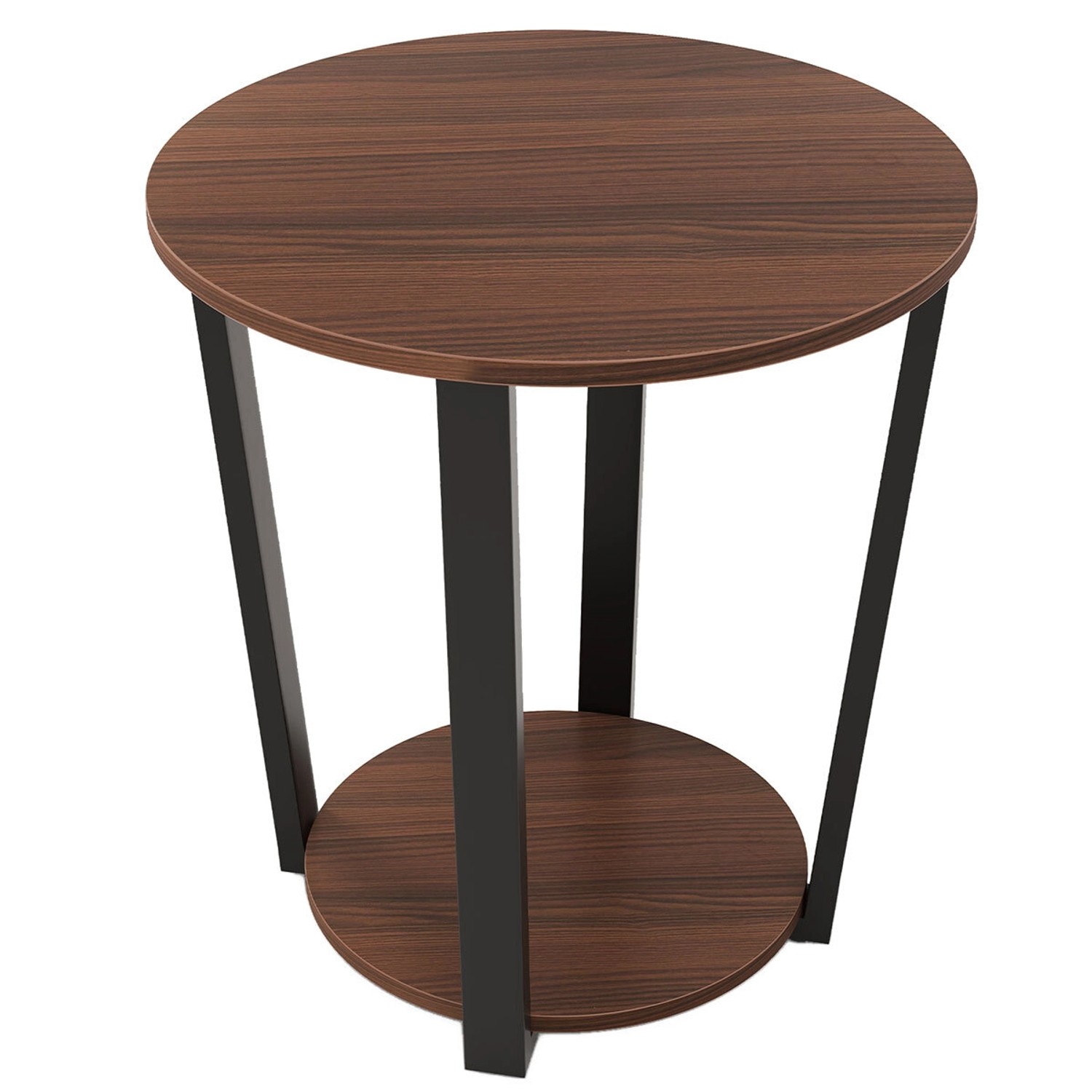 Costway Runder Beistelltisch Sofatisch mit Metallrahmen Vintagebraun günstig online kaufen