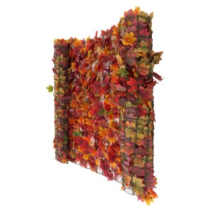 MCW Balkonsichtschutz N77 mit Ahorn-Blätterdekor in Rot-Gelb, 300x100cm, für Balkon & Garten.