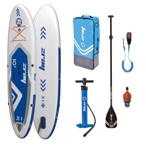 ZRAY Stand Up Paddle Board X1 Komplettset, blau, mit Paddel, Pumpe, Rucksack und Zubehör.