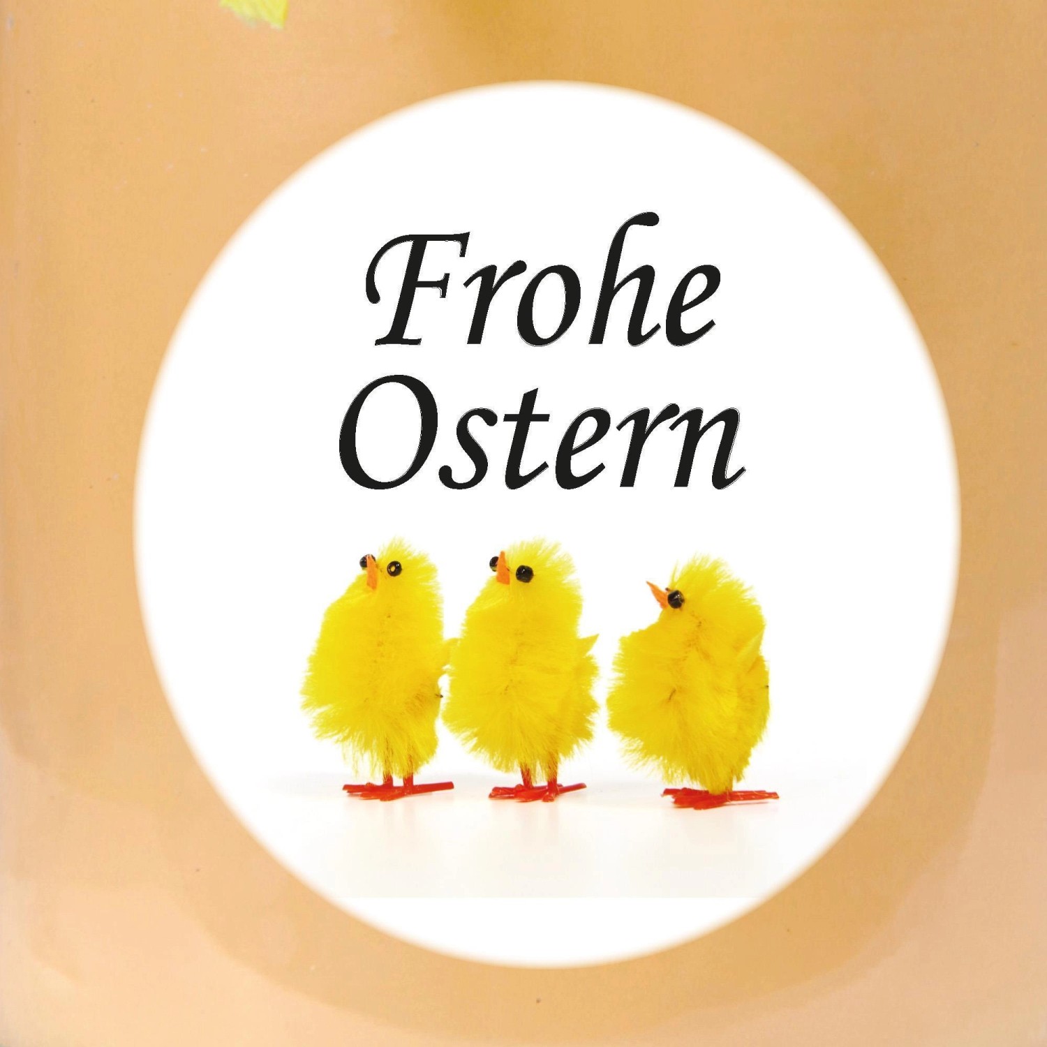 Duftkerze im Glas mit Küken-Motiv "Frohe Ostern", Vanille Duft, Ø9cm.