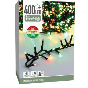 LED-Lichterkette, 400 bunte LEDs, 8 m lang, für den Außenbereich.
