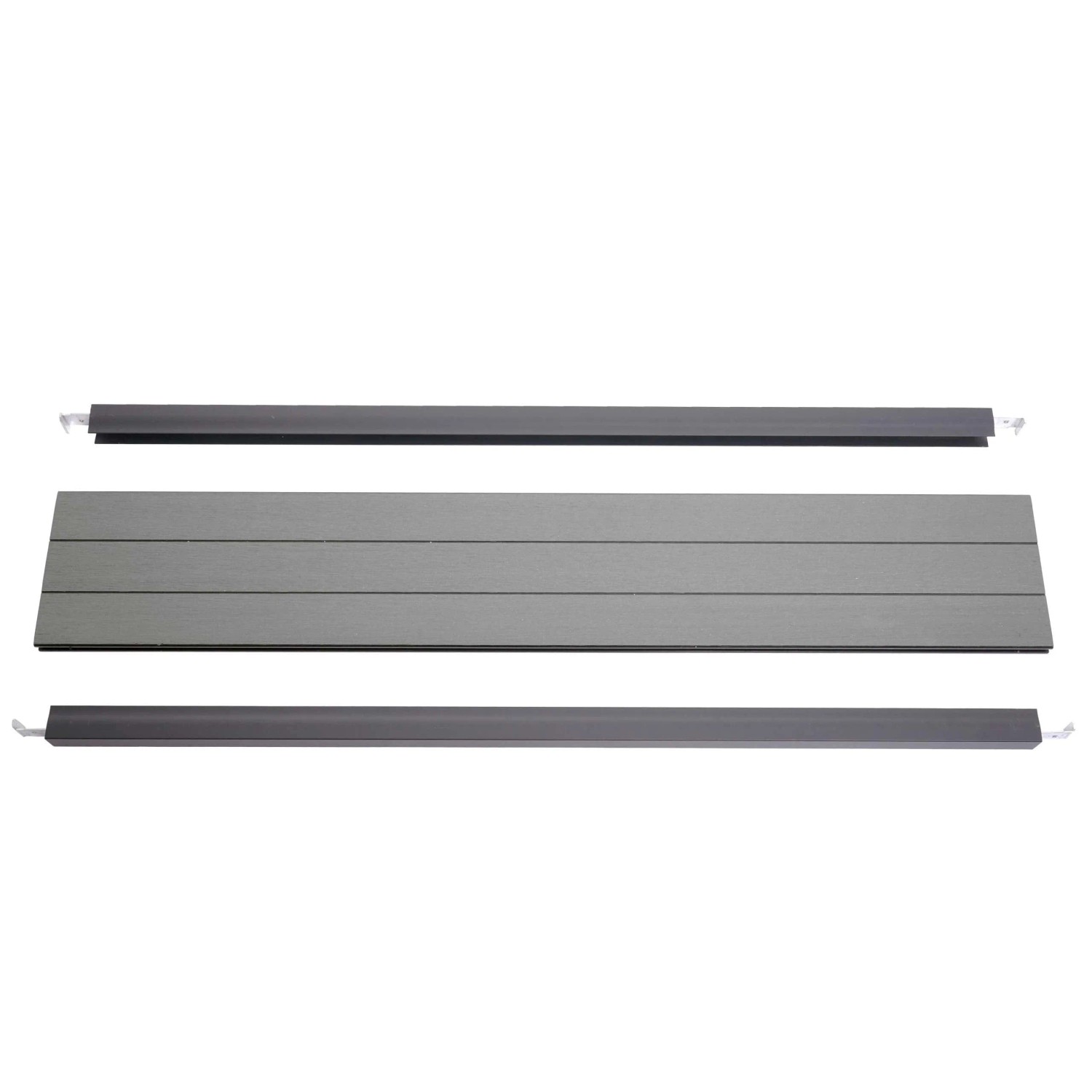 MCW Abschluss-Set für WPC-Sichtschutz Savoie Abschlussprofil Windschutz Alu-Pfosten 90cm Grau