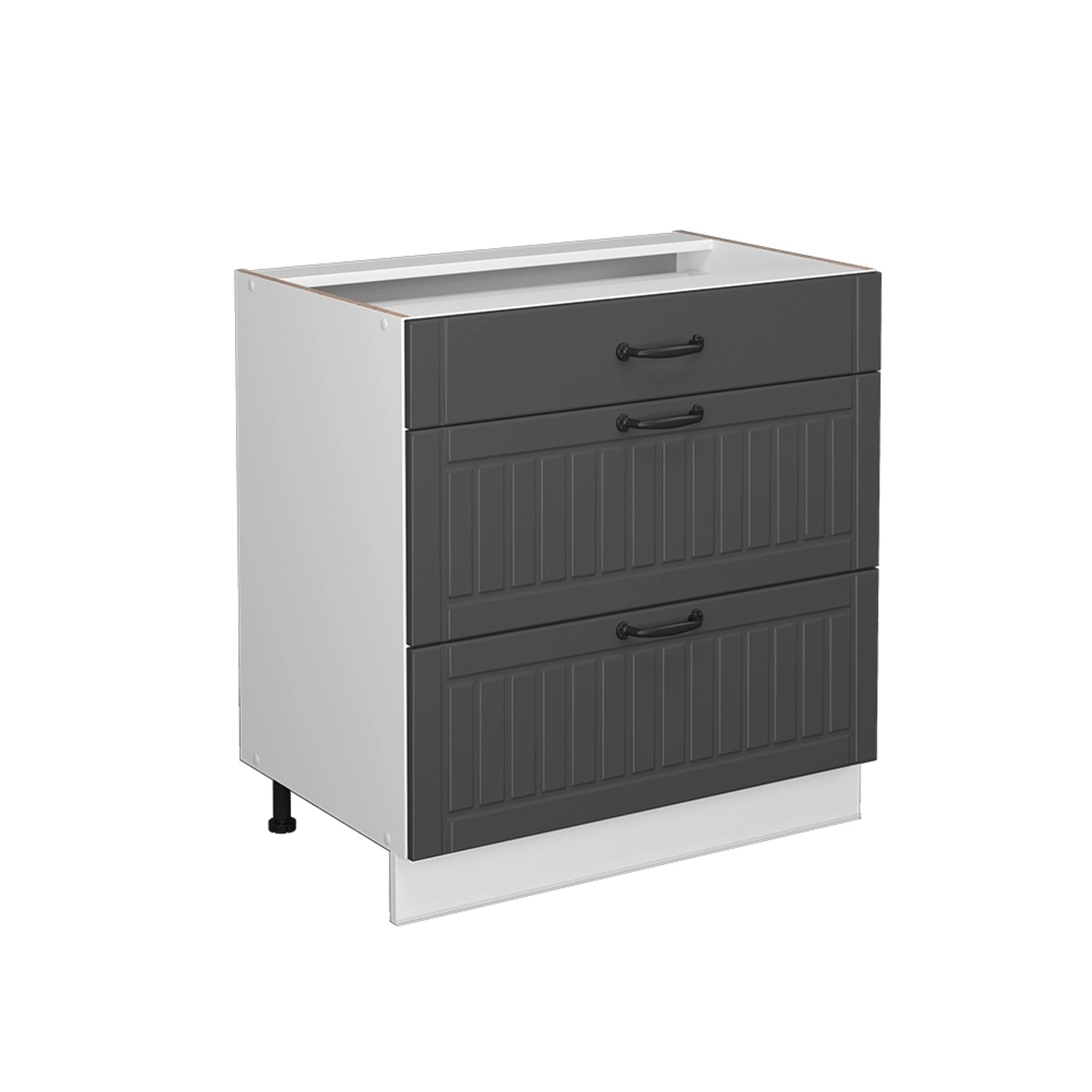 Vicco Badschrank Fame-Line Anthrazit/Weiß 80 x 82 cm mit 3 Schubladen ohne Arbeitsplatte