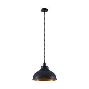 Lindby Pendelleuchte Albertine 9624351 Retro Vintage Antik in Schwarz aus Metall 1-flammig E27 Wohnzimmerleuchte
