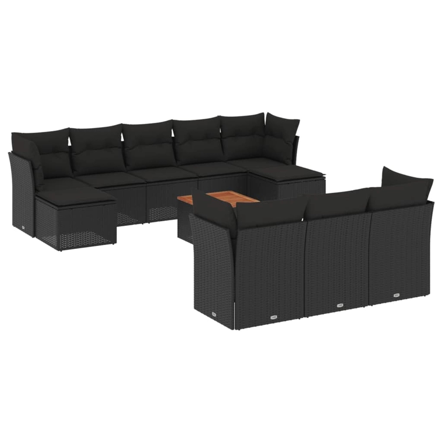 vidaXL 11-tlg Garten-Sofagarnitur mit Kissen Schwarz Poly Rattan Modell 88 günstig online kaufen