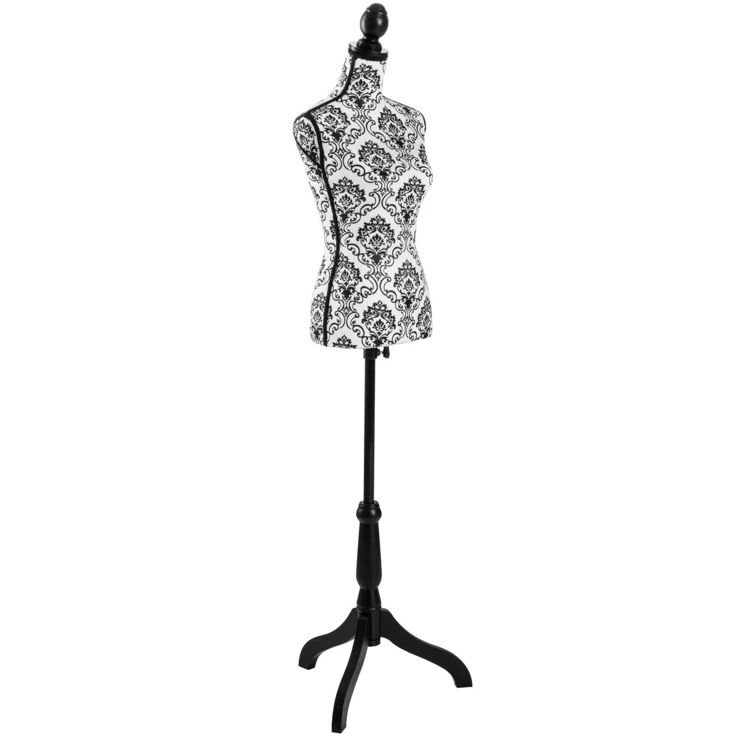 Tectake Schneiderpuppe  Torso Weiblich  77 x 38 x 168 cm Blumenmuster Schwarz Weiß