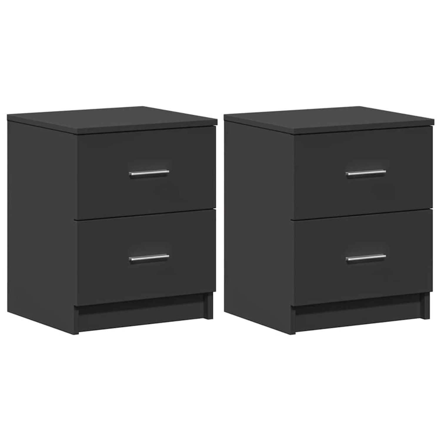 vidaXL Nachttische 2 Stk, mit 2 Schubladen Schwarz 40x36x50 cm 858788 günstig online kaufen