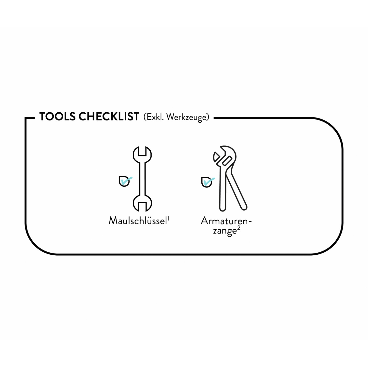 Checkliste Werkzeug: Maulschlüssel und Armaturenzange für die Installation der Duscharmatur.