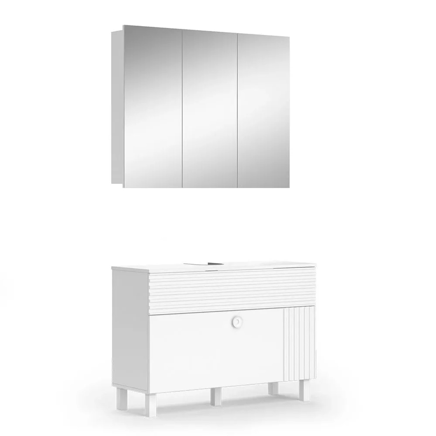 Vicco Badmöbel-Set Sola Weiß 100 x 72 2-teilig