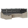 Beige-graues 6-tlg. vidaXL Garten-Sofa-Set mit Kissen und Stauraum aus Polyrattan und Stahl.