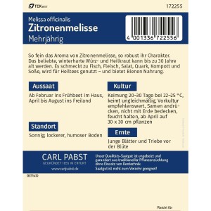 Pabst Keimkraft Zitronenmelisse Saatgut für aromatische Kräuter, Inhalt für ca. 150 Pflanzen.