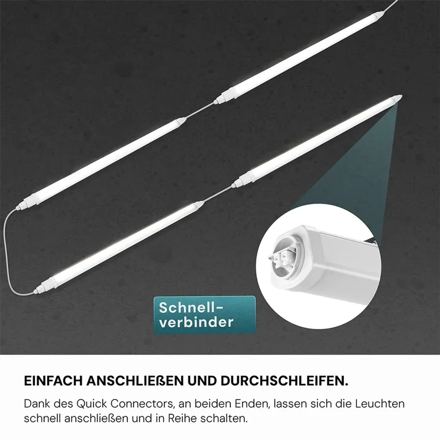 LUXULA LED Feuchtraumleuchte, 120cm, mit Schnellverbindern zur Reihenmontage.