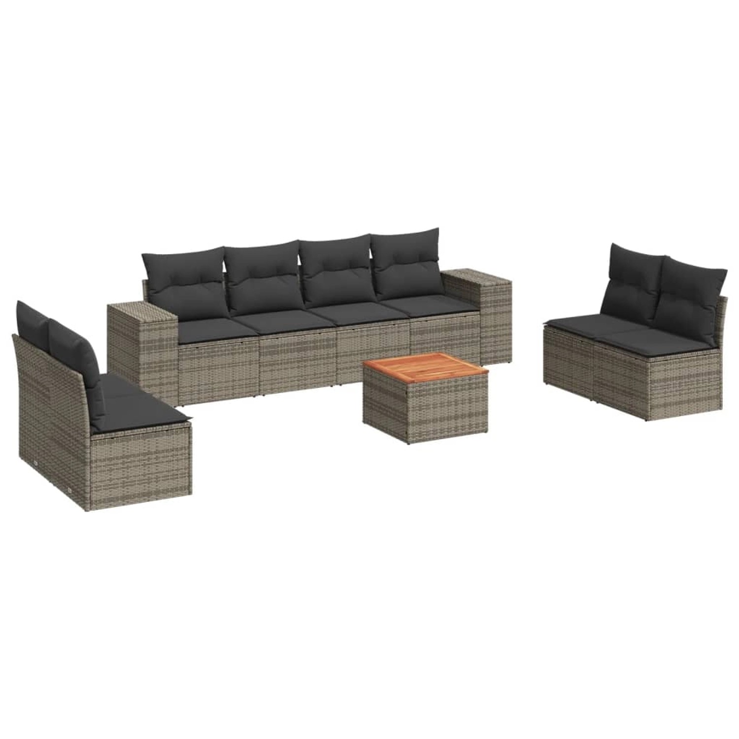 vidaXL 9-Tlg Garten-Sofagarnitur mit Kissen Grau Poly Rattan 3225409 günstig online kaufen