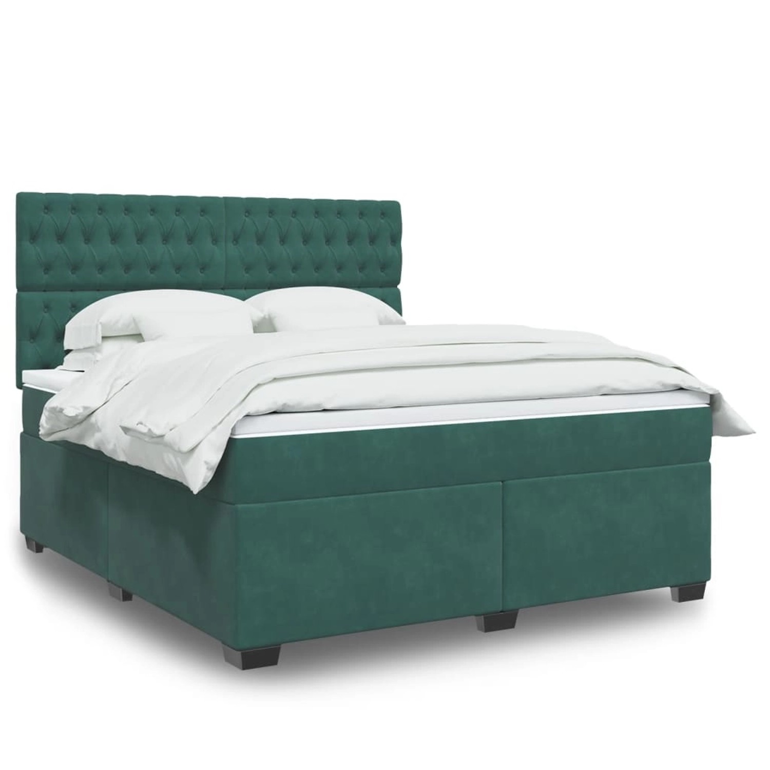 vidaXL Boxspringbett mit Matratze Dunkelgrün 180x200 cm Samt 3293287 günstig online kaufen