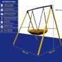 Gartenschaukel UFO mit Metallrahmen, gelb/blau, für Kinder. Nestschaukel mit Kettenaufhängung.
