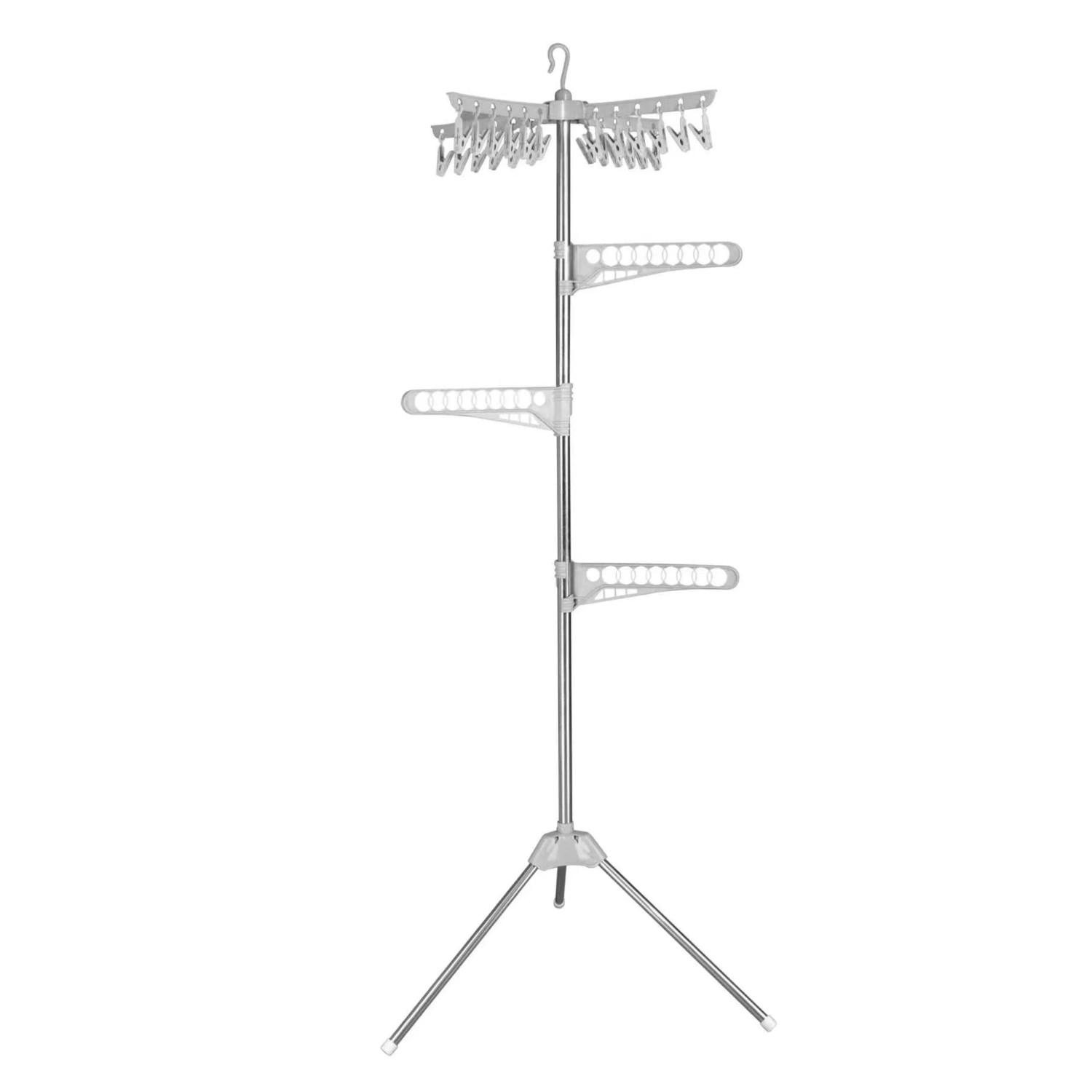 Relaxdays Wäscheständer für Kleiderbügel Edelstahl Kunststoff Silber Weiß Klappbar 170 cm x 59 cm x 59 cm 1,5 kg