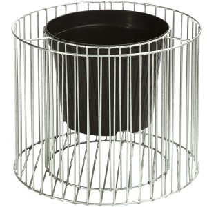 Wilk Gabionen-Pflanzgefäß Amber L, Ø 49 cm, feuerverzinkt, mit schwarzem Kunststoffeinsatz.