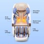 Weißer Massagesessel mit Luftkissen für Schultern, Arme, Beine und Heizfunktion im Lendenbereich. Zero Gravity Massagestuhl.