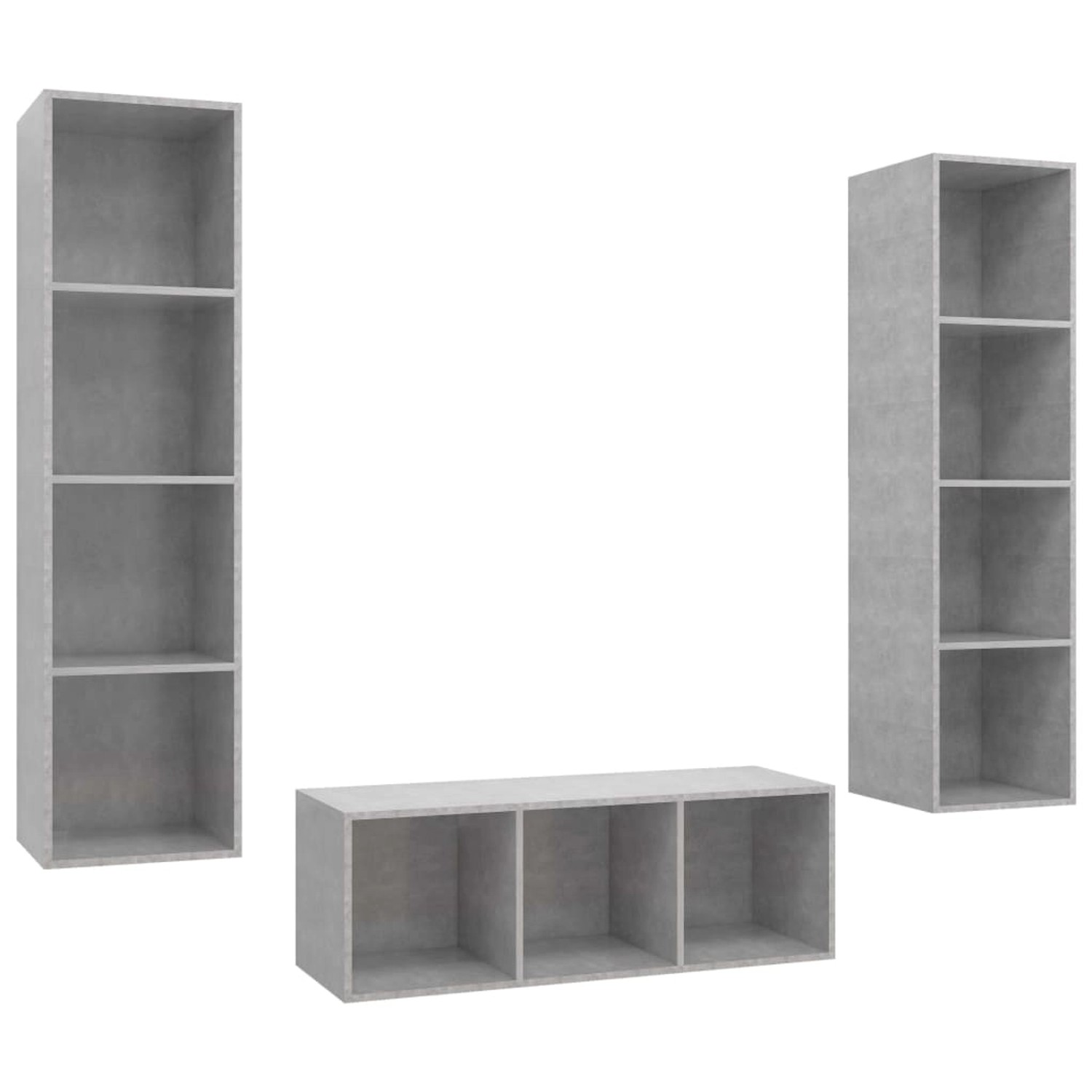 vidaXL 3-Tlg TV-Schrank-Set Betongrau Holzwerkstoff 3079758 günstig online kaufen