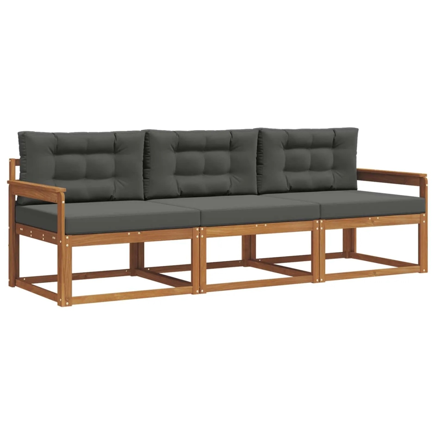 vidaXL Outdoor-Sofagarnitur mit Kissen 3-Tlg Natur und Anthrazit 3367115