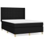 Schwarzes vidaXL Boxspringbett 140x200 cm mit Matratze und Kopfteil.