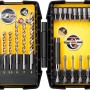 Stanley Betonbohrer- und Schrauberbit-Set, 19-teilig in gelb-schwarzer Minisafe-Box.