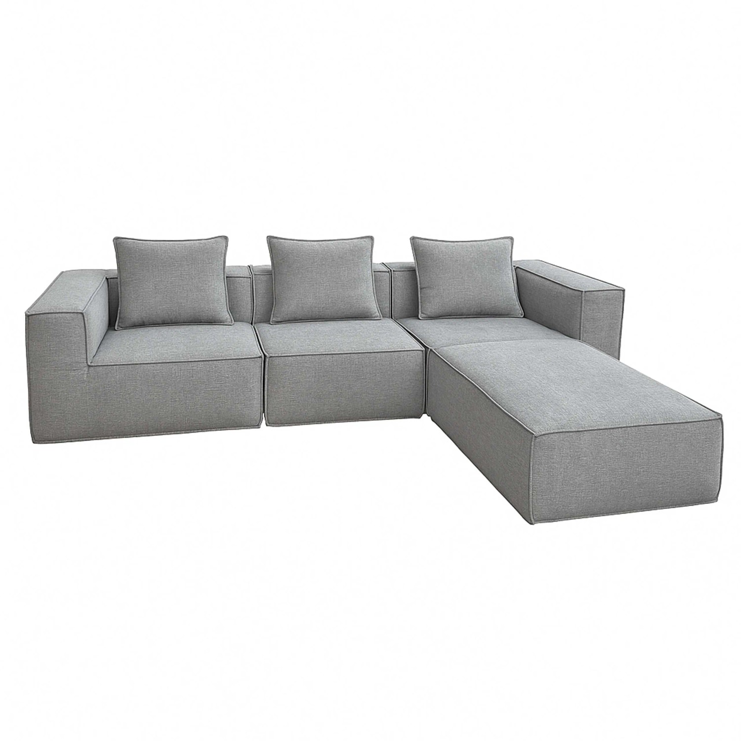 MCW L-Sofa O54 Erweiterbar Modular Rechts/links Stoff/Textil 63x270x190cm Hellgrau