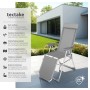 Grauer Tectake Aluminium Gartenstuhl, klappbar, verstellbare Rückenlehne, Kopfpolster, wetterfest.