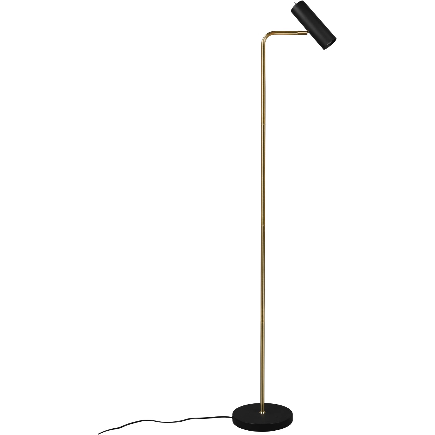 Moderne Trio LED-Stehleuchte Marley in Messing matt und Schwarz. Schlichtes Design für Wohnzimmer.
