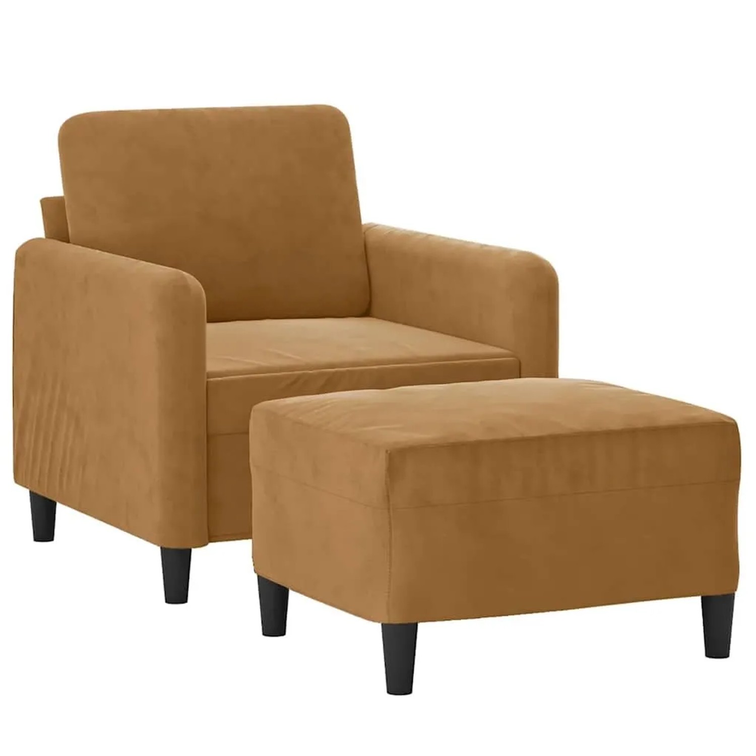 vidaXL Sessel mit Hocker Braun 60 cm Samt 3201171