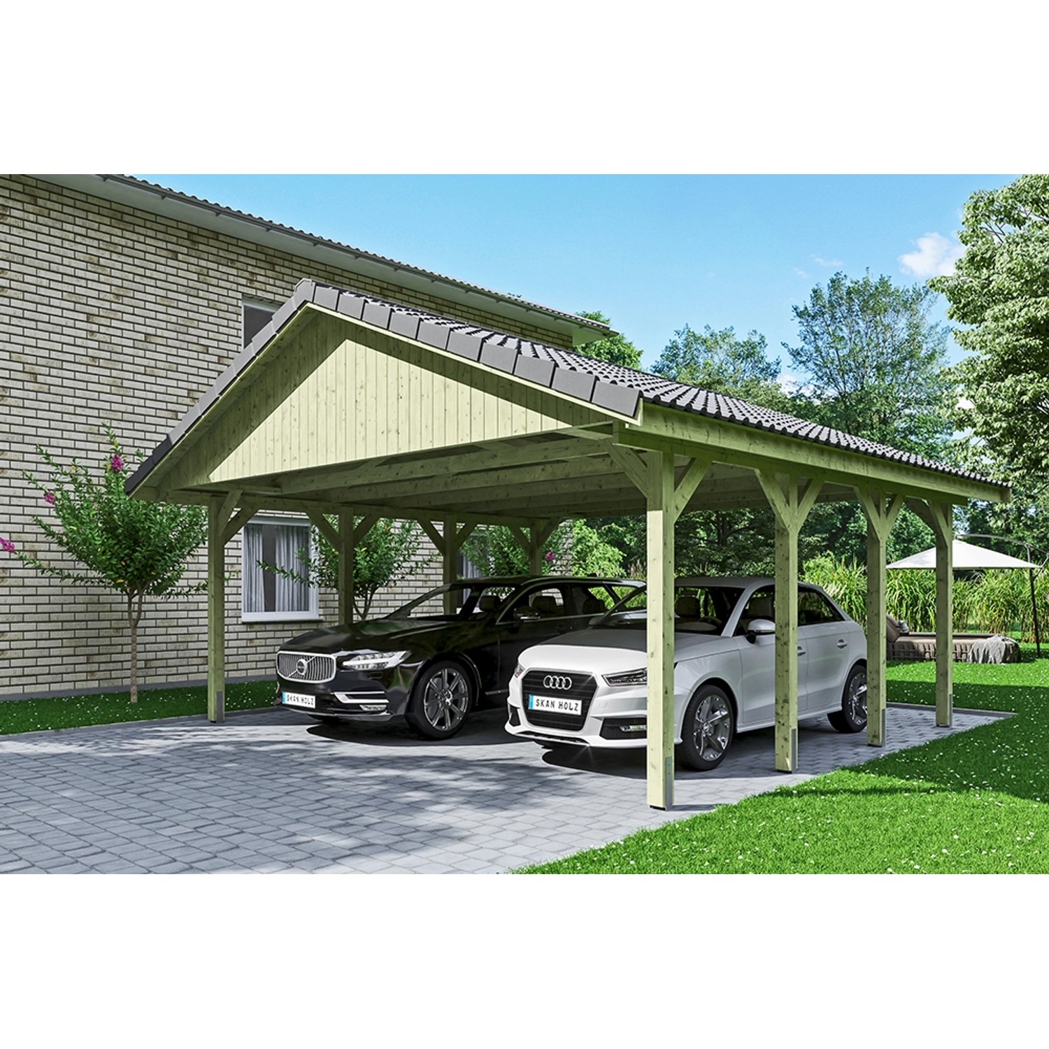 Satteldach-Carport Wallgau 620 x 600 cm Dachlattung