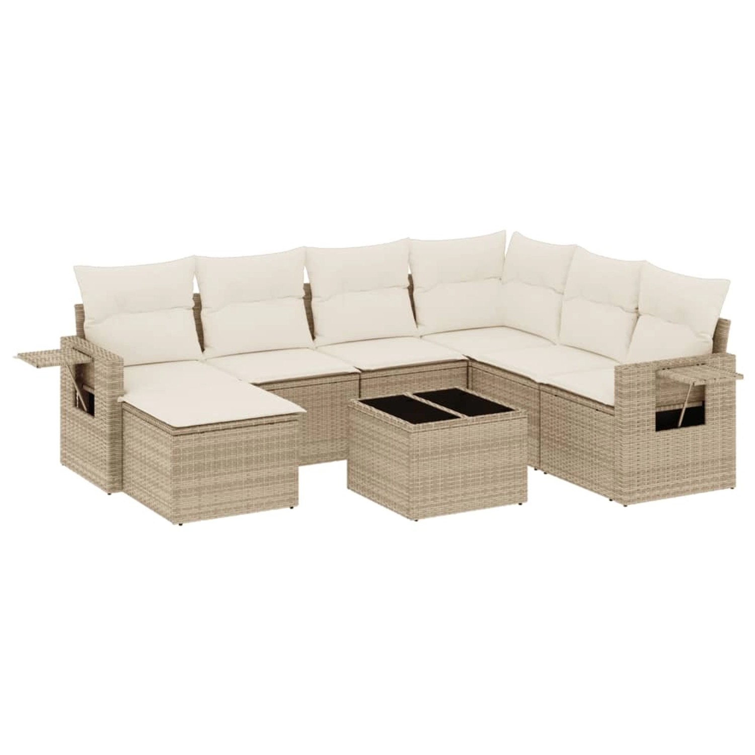 vidaXL 8-Tlg Garten-Sofagarnitur mit Kissen Beige Poly Rattan 3252845 günstig online kaufen