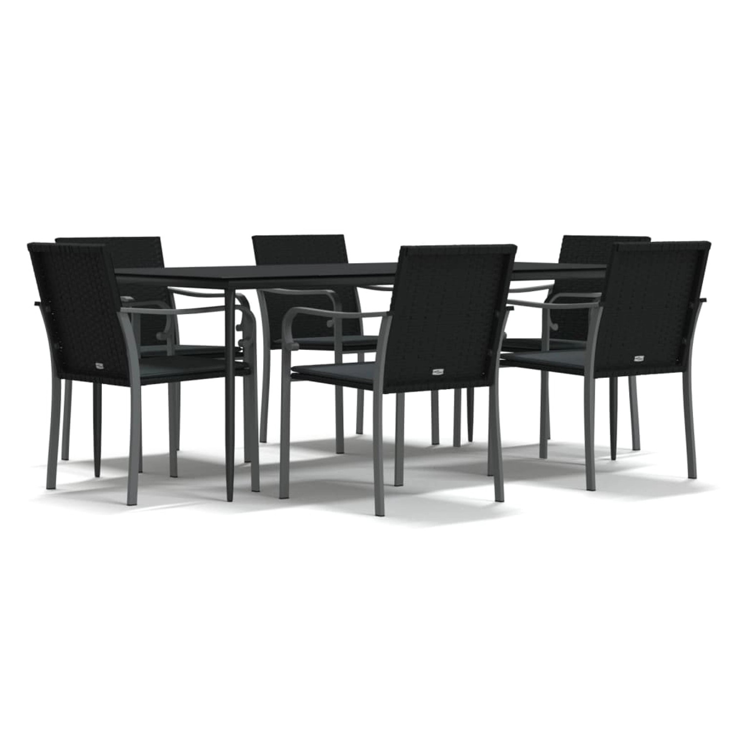 vidaXL 7-Tlg Garten-Essgruppe mit Kissen Poly Rattan und Stahl 3186951 günstig online kaufen