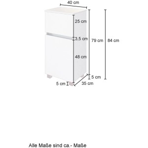 Held Möbel Unterschrank Salerno, 40 cm, weiß/Eiche, mit Maßen. Bad-Hängeschrank für mehr Stauraum.