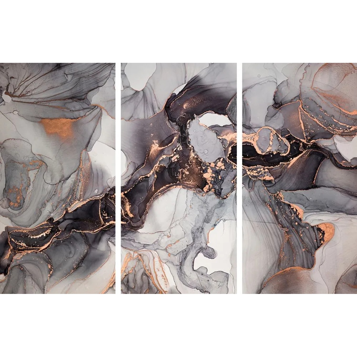Art Universe Glasbilder Harmonie in Grau und Goldrosé 120 x 180 cm