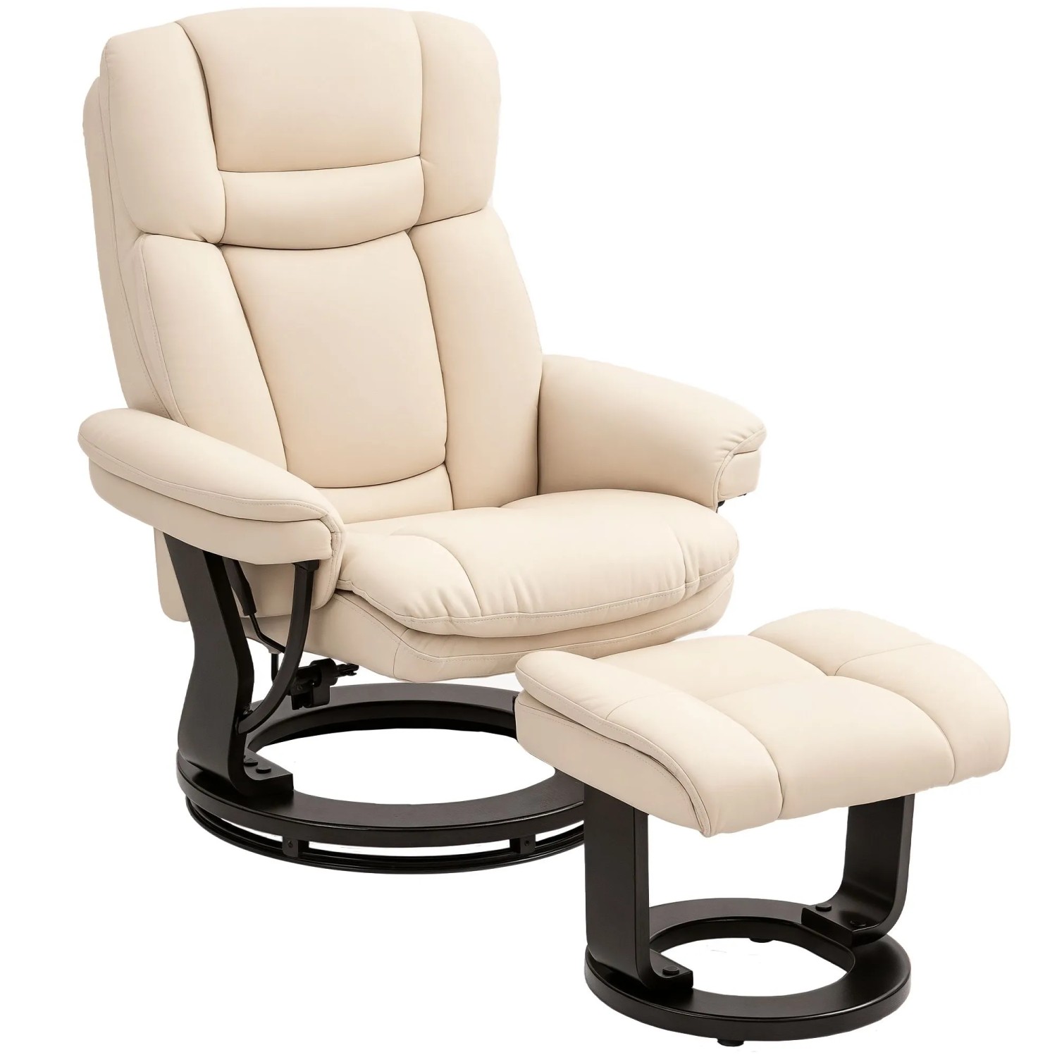 HOMCOM Relaxsessel 360° Drehbarer mit Liegefunktion für Wohnzimmer Cremeweiß