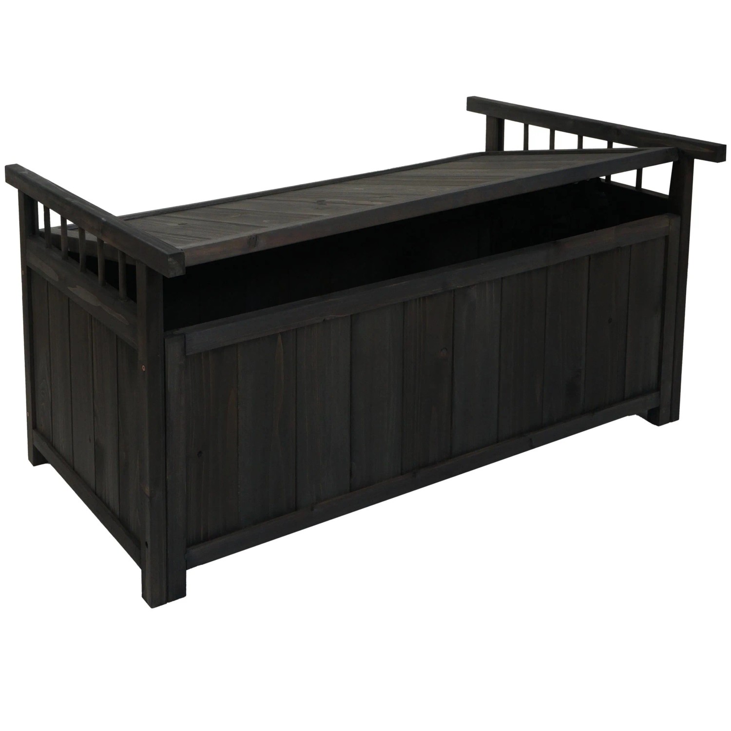 MCW Aufbewahrungstruhe O13 Auflagenbox Tanne Holz MVG 53x108x60cm Anthrazit