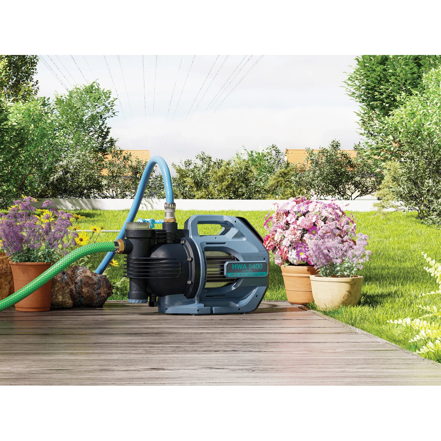 Hauswasser-Gartenautomat HWA 5400 zur Gartenbewässerung und Hauswasserversorgung.