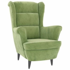 vidaXL Ohrensessel mit Hocker Hellgrün Samt 3115934