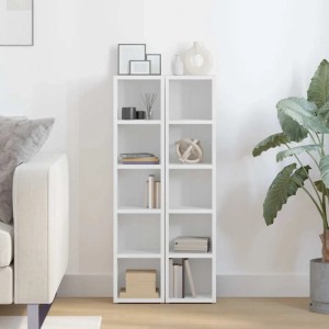 vidaXL CD-Regale 2 Stk Weiß 21x16x93,5 cm Holzwerkstoff 802696